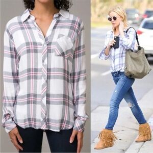 Rails Button Front Hunter Melange Blue Red White Top Small
